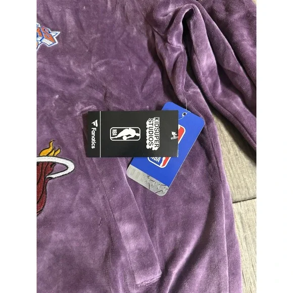 NWT Kids Super Sport NBA Purple Velvet Jacket And Pants with Patches Size Large Shirts & Tops